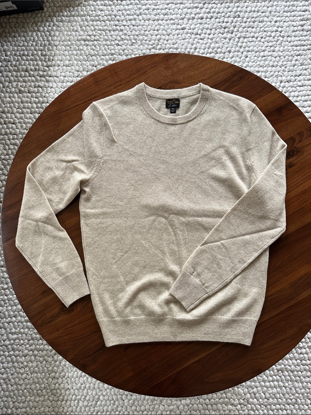 J. Crew Men's Cream Crewneck cashmere Sweater